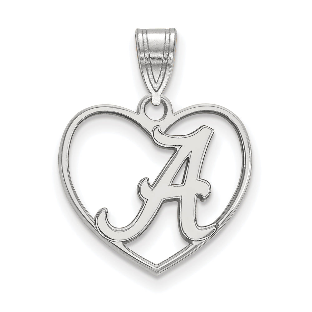 Sterling Silver U. of Alabama Initial A Heart Pendant, Item P15239 by The Black Bow Jewelry Co.