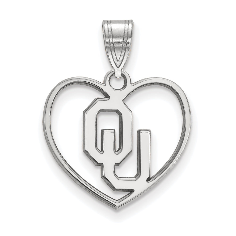 Sterling Silver U. of Oklahoma Heart Pendant, Item P15267 by The Black Bow Jewelry Co.
