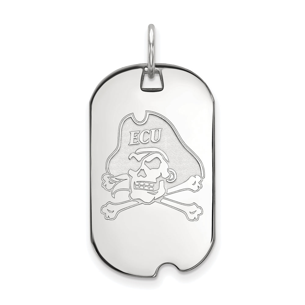 Sterling Silver East Carolina U Dog Tag Pendant, Item P15310 by The Black Bow Jewelry Co.