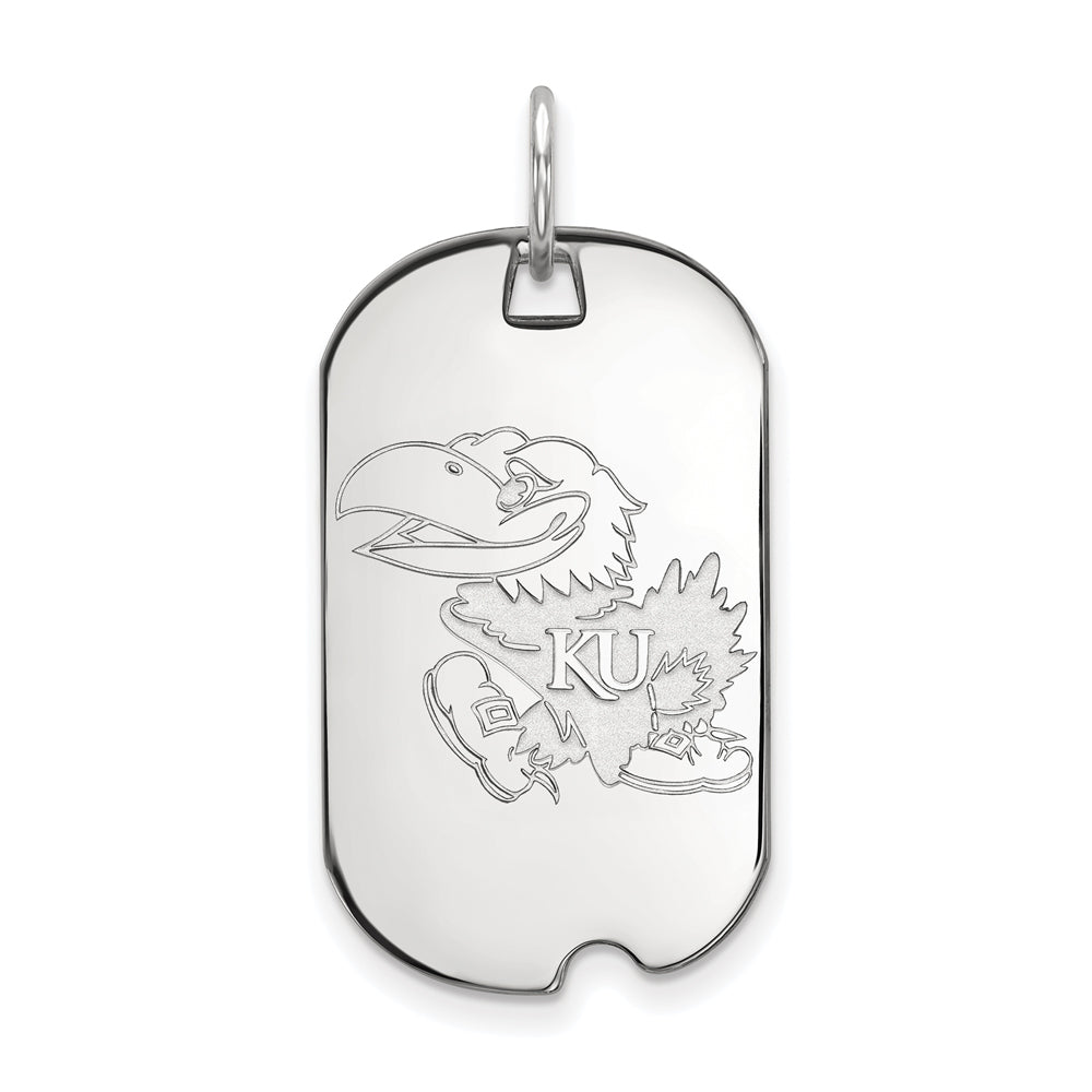 Sterling Silver U. of Kansas Dog Tag Pendant, Item P15313 by The Black Bow Jewelry Co.