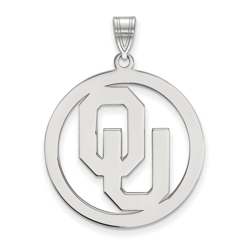 Sterling Silver U. of Oklahoma XL Circle Pendant, Item P15375 by The Black Bow Jewelry Co.