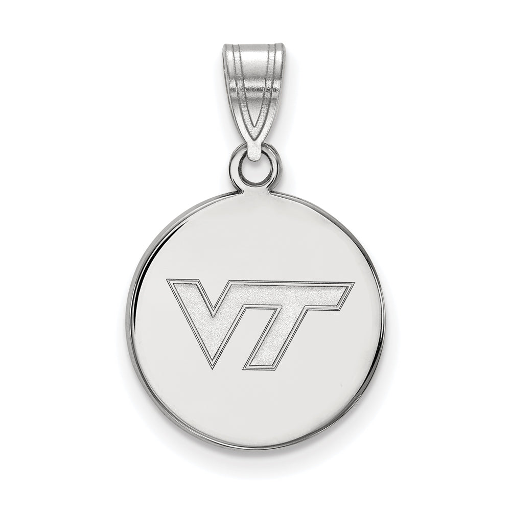 Sterling Silver Virginia Tech Medium Logo Disc Pendant, Item P15382 by The Black Bow Jewelry Co.