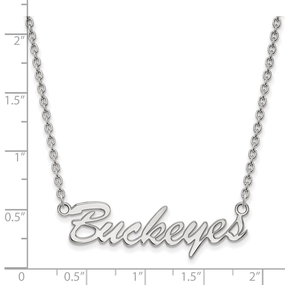 Alternate view of the Sterling Silver Ohio State Medium Pendant Necklace by The Black Bow Jewelry Co.