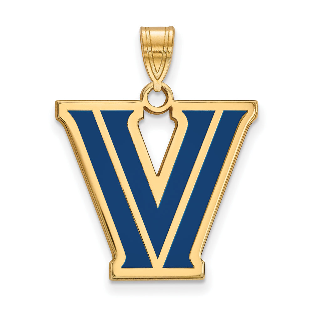 14k Gold Plated Silver Villanova Univ. Large Logo Enamel Pendant, Item P15571 by The Black Bow Jewelry Co.
