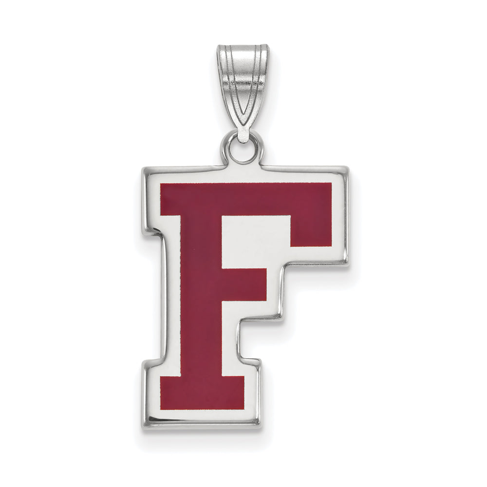 Sterling Silver Fordham U Enamel Large Pendant, Item P15591 by The Black Bow Jewelry Co.