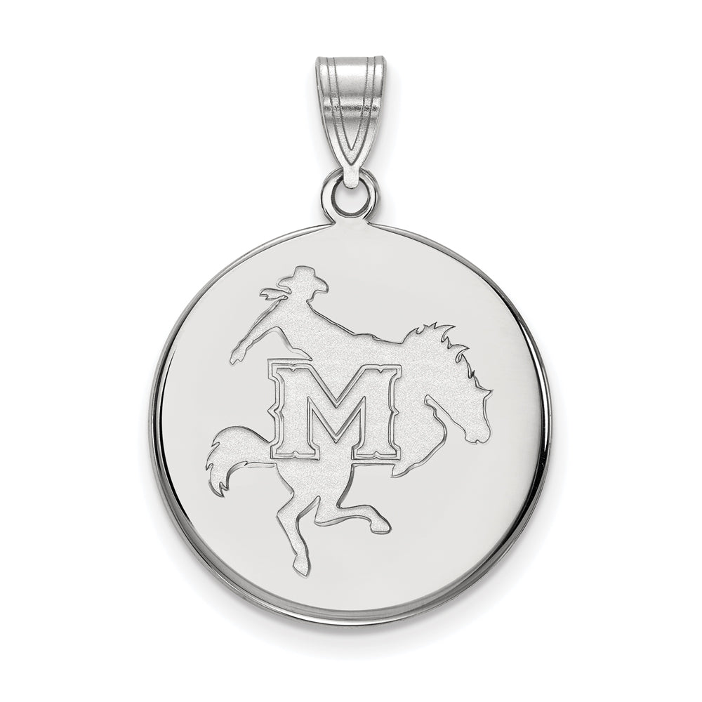 10k White Gold McNeese State Large Disc Pendant, Item P15622 by The Black Bow Jewelry Co.