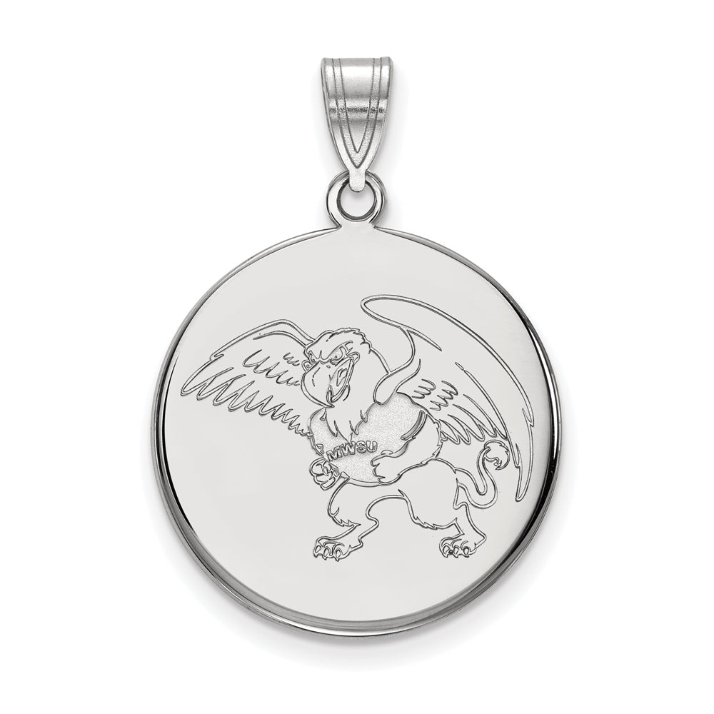 10k White Gold Missouri Western State Large Disc Pendant, Item P15625 by The Black Bow Jewelry Co.