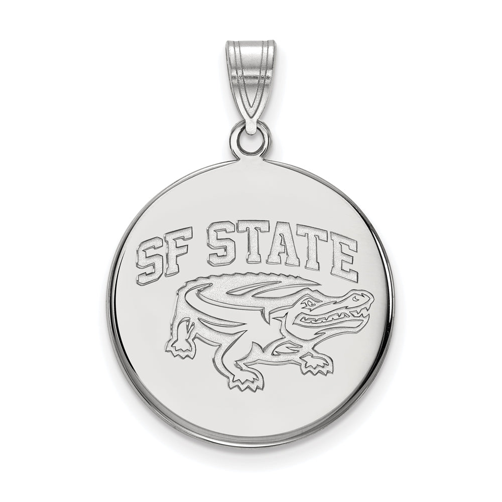 10k White Gold San Francisco State Large Disc Pendant, Item P15633 by The Black Bow Jewelry Co.