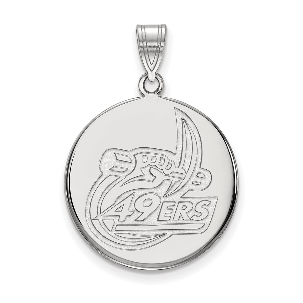 10k White Gold North Carolina at Charlotte Large Disc Pendant, Item P15641 by The Black Bow Jewelry Co.
