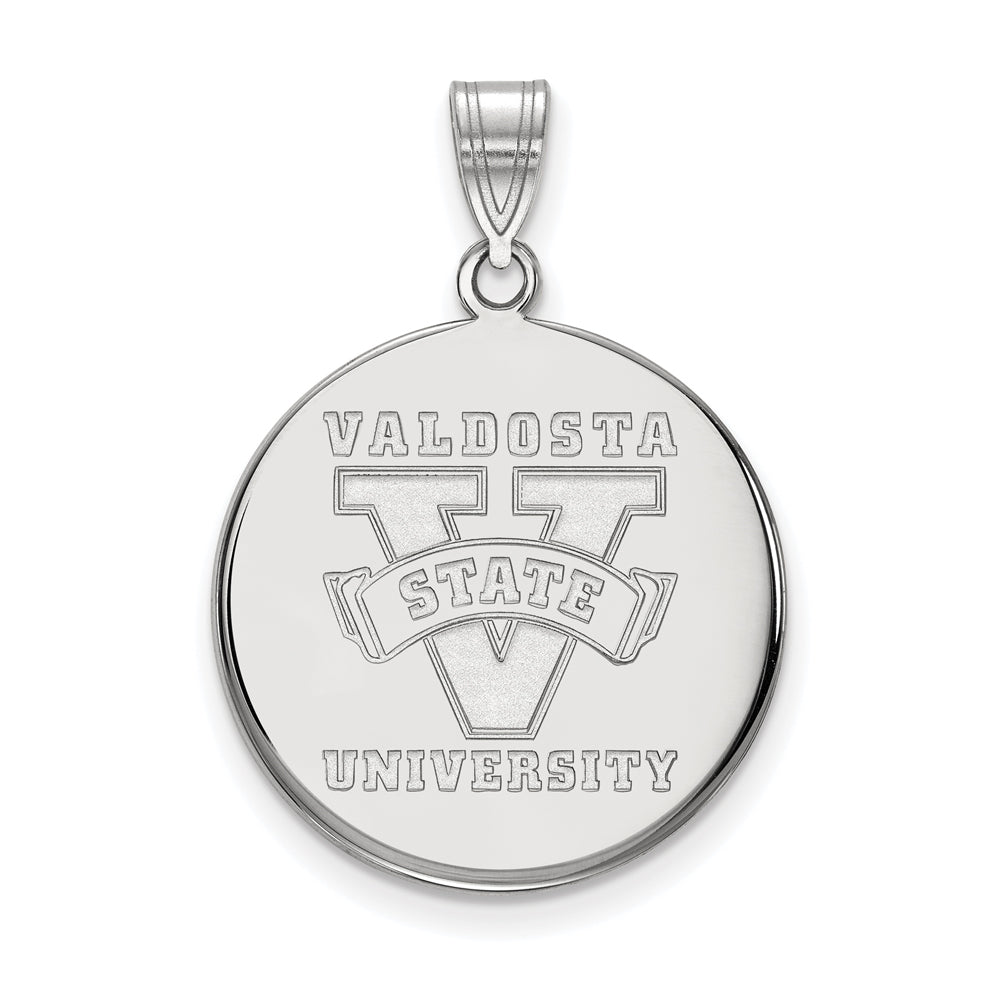 10k White Gold Valdosta State Large Disc Pendant, Item P15652 by The Black Bow Jewelry Co.