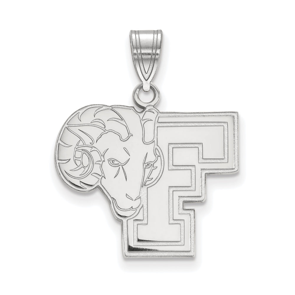 10k White Gold Fordham U Large Mascot Pendant, Item P15664 by The Black Bow Jewelry Co.