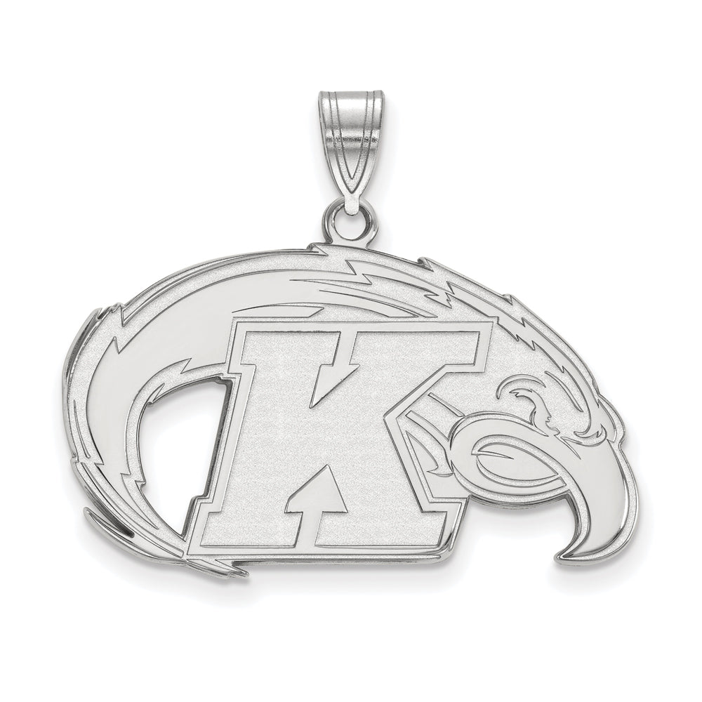 10k White Gold Kent State Large Logo Pendant, Item P15671 by The Black Bow Jewelry Co.