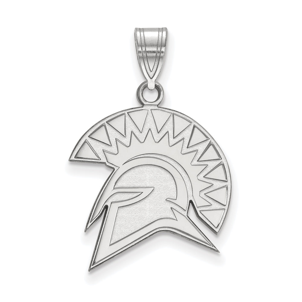 10k White Gold San Jose State Large Mascot Pendant, Item P15681 by The Black Bow Jewelry Co.