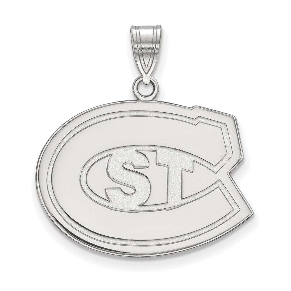 10k White Gold St. Cloud State Large 'STC' Pendant, Item P15685 by The Black Bow Jewelry Co.