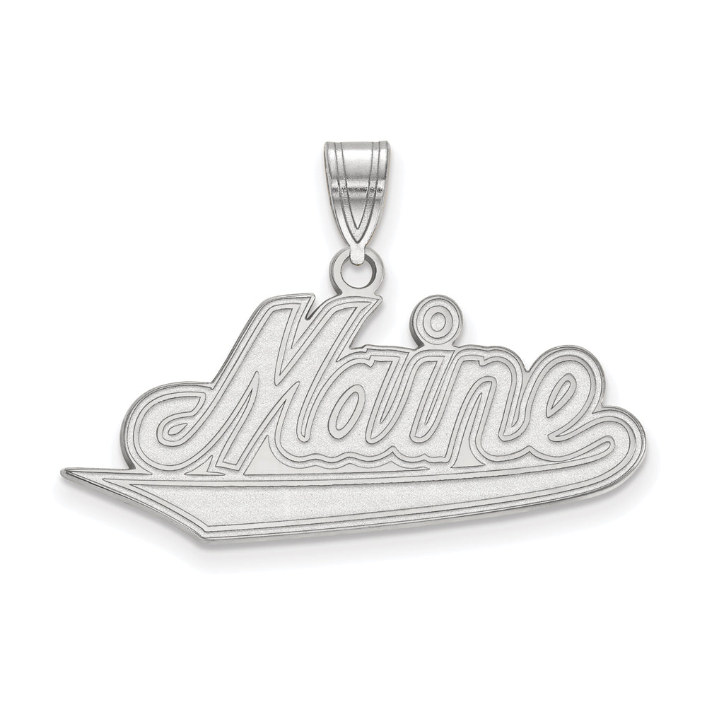 10k White Gold U. of Maine Large Pendant, Item P15692 by The Black Bow Jewelry Co.