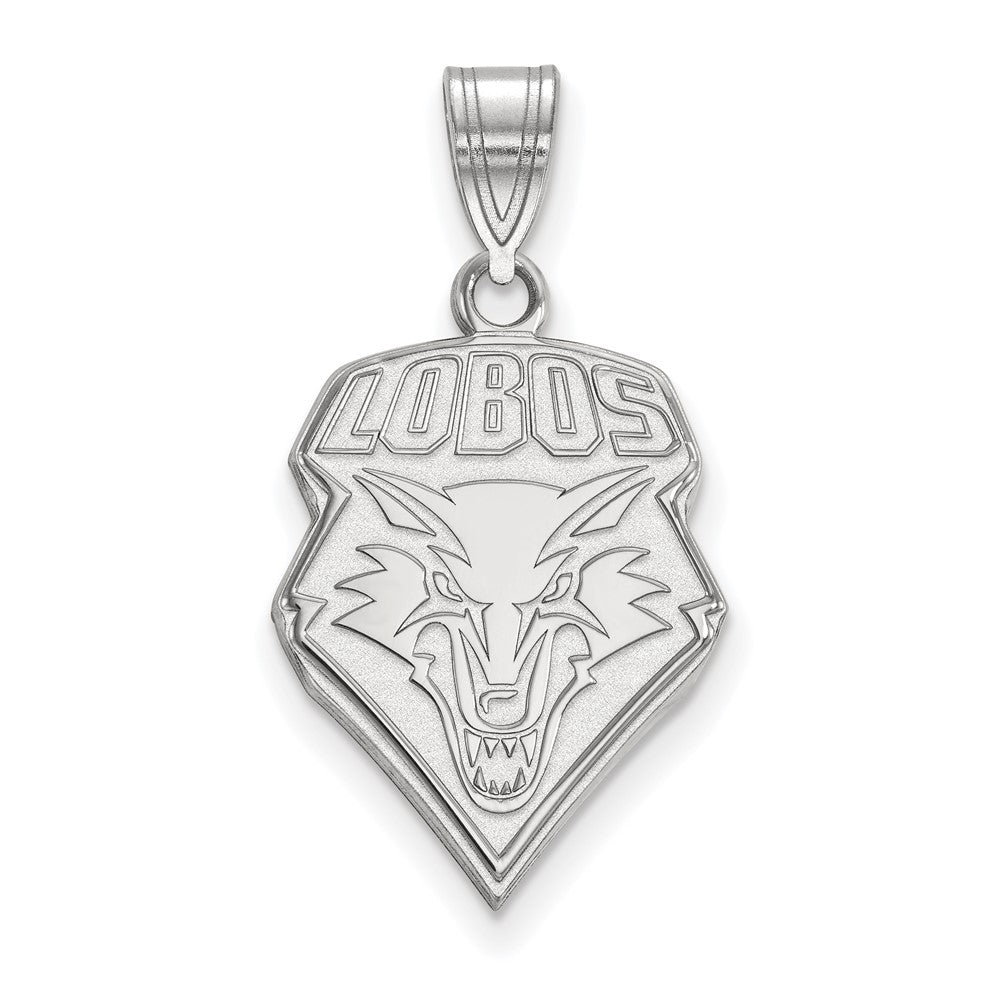 10k White Gold U. of New Mexico Large Logo Pendant, Item P15695 by The Black Bow Jewelry Co.