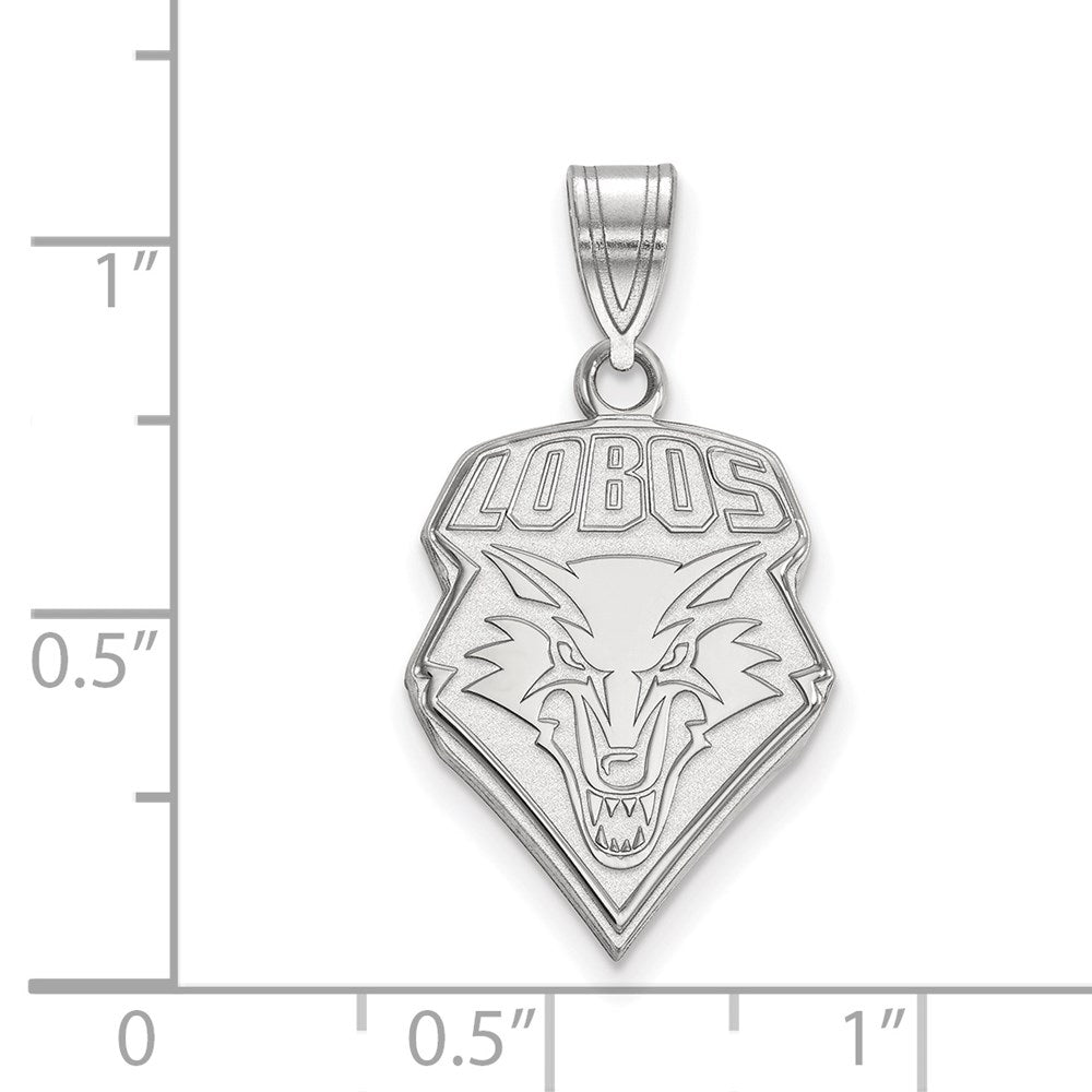Alternate view of the 10k White Gold U. of New Mexico Large Logo Pendant by The Black Bow Jewelry Co.