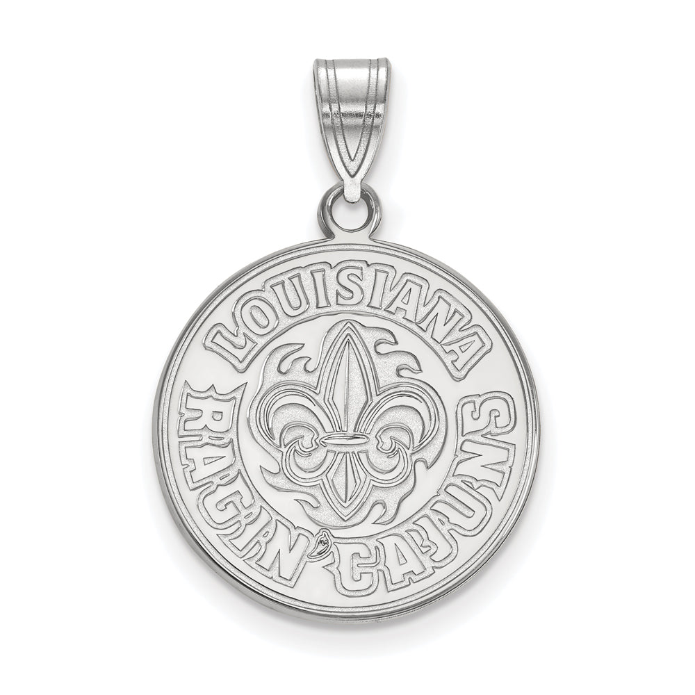 10k White Gold U. of Louisiana at Lafayette Large Pendant, Item P15702 by The Black Bow Jewelry Co.