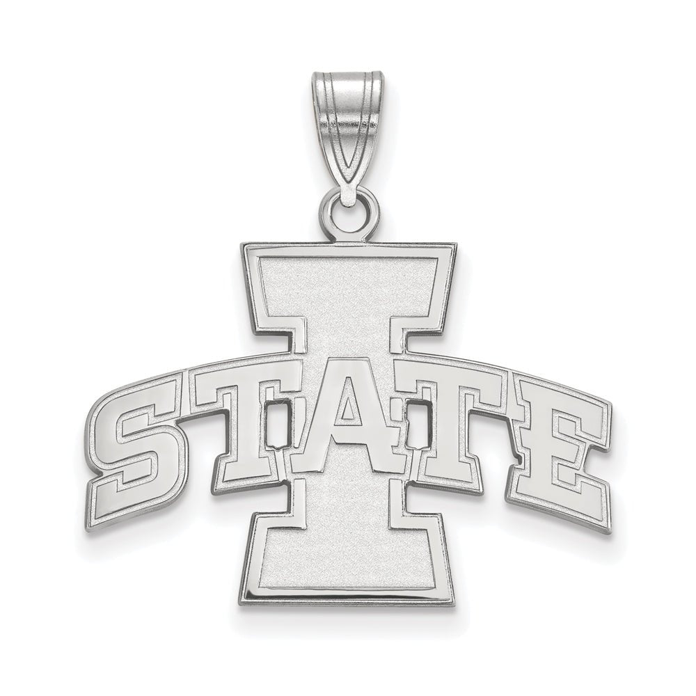 10k White Gold Iowa State Large &#39;I STATE&#39; Pendant, Item P15746 by The Black Bow Jewelry Co.