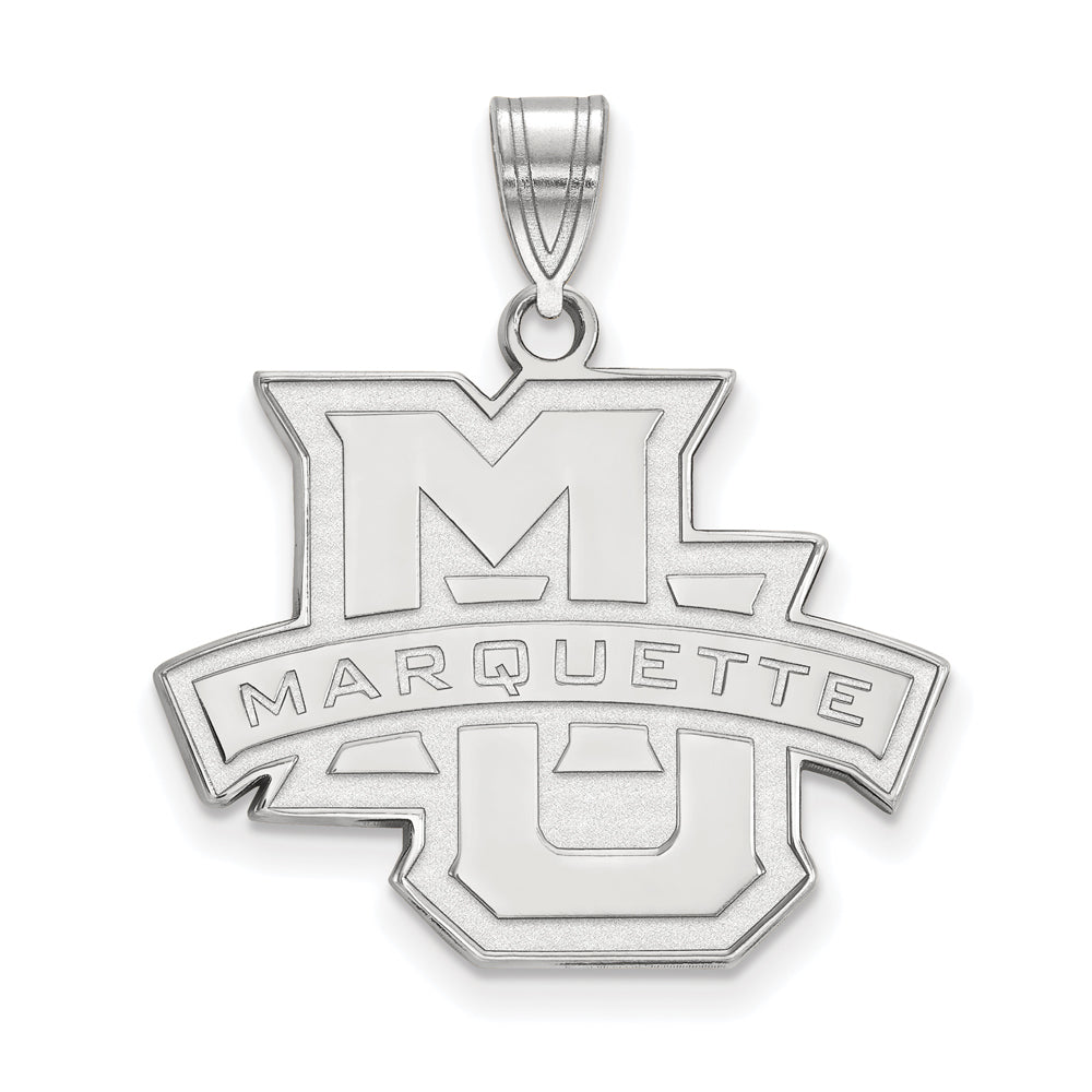 10k White Gold Marquette U Large Logo Pendant, Item P15752 by The Black Bow Jewelry Co.