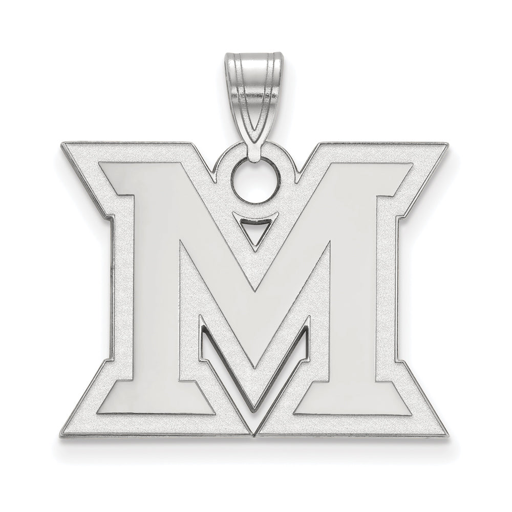 10k White Gold Miami U Large Initial M Pendant, Item P15757 by The Black Bow Jewelry Co.