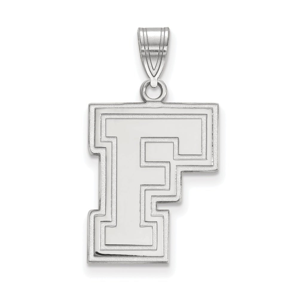 10k White Gold Fordham U Large Pendant, Item P15832 by The Black Bow Jewelry Co.