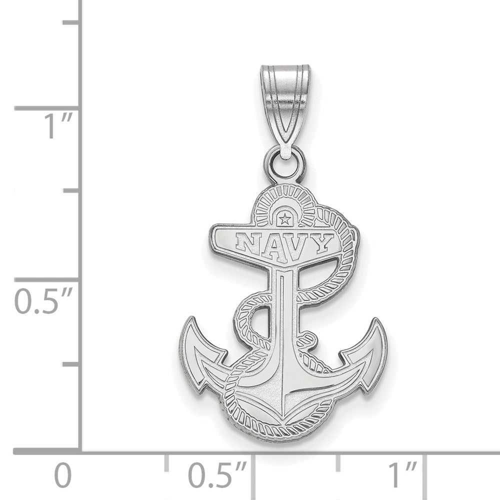 Alternate view of the 10k White Gold U.S. Naval Academy Large Pendant by The Black Bow Jewelry Co.