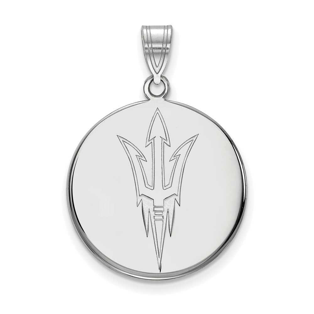 10k White Gold Arizona State Large Disc Logo Pendant, Item P16020 by The Black Bow Jewelry Co.