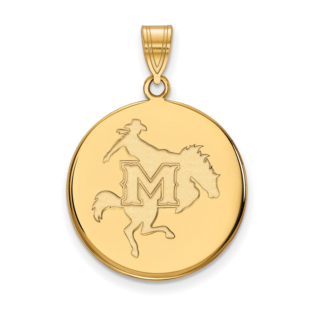 10k Yellow Gold McNeese State Large Disc Pendant, Item P16071 by The Black Bow Jewelry Co.