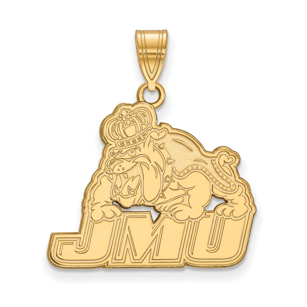 10k Yellow Gold James Madison U Large Logo Pendant, Item P16198 by The Black Bow Jewelry Co.