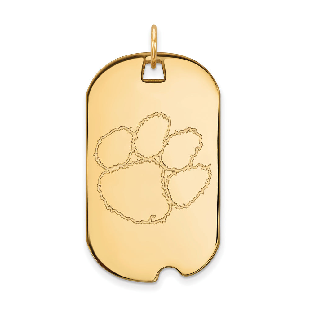 10k Yellow Gold Clemson U Large Dog Tag Pendant, Item P16397 by The Black Bow Jewelry Co.