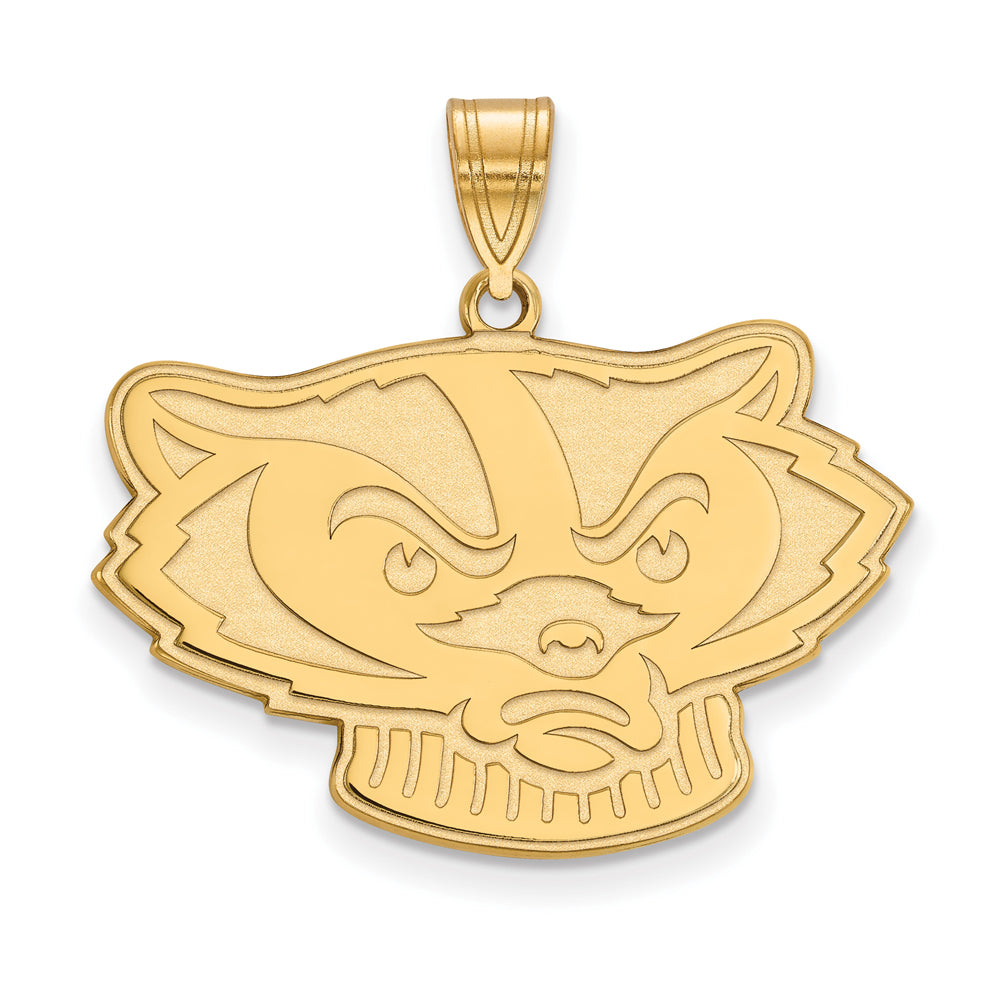 10k Yellow Gold U. of Wisconsin Large Mascot Pendant, Item P16517 by The Black Bow Jewelry Co.