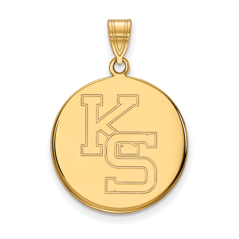 10k Yellow Gold Kansas State Large Pendant, Item P16537 by The Black Bow Jewelry Co.