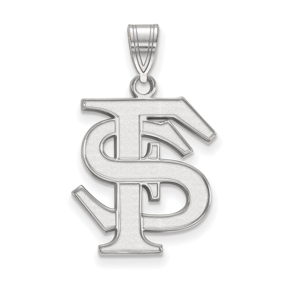 14k White Gold Florida State Large &#39;FS&#39; Pendant, Item P16637 by The Black Bow Jewelry Co.