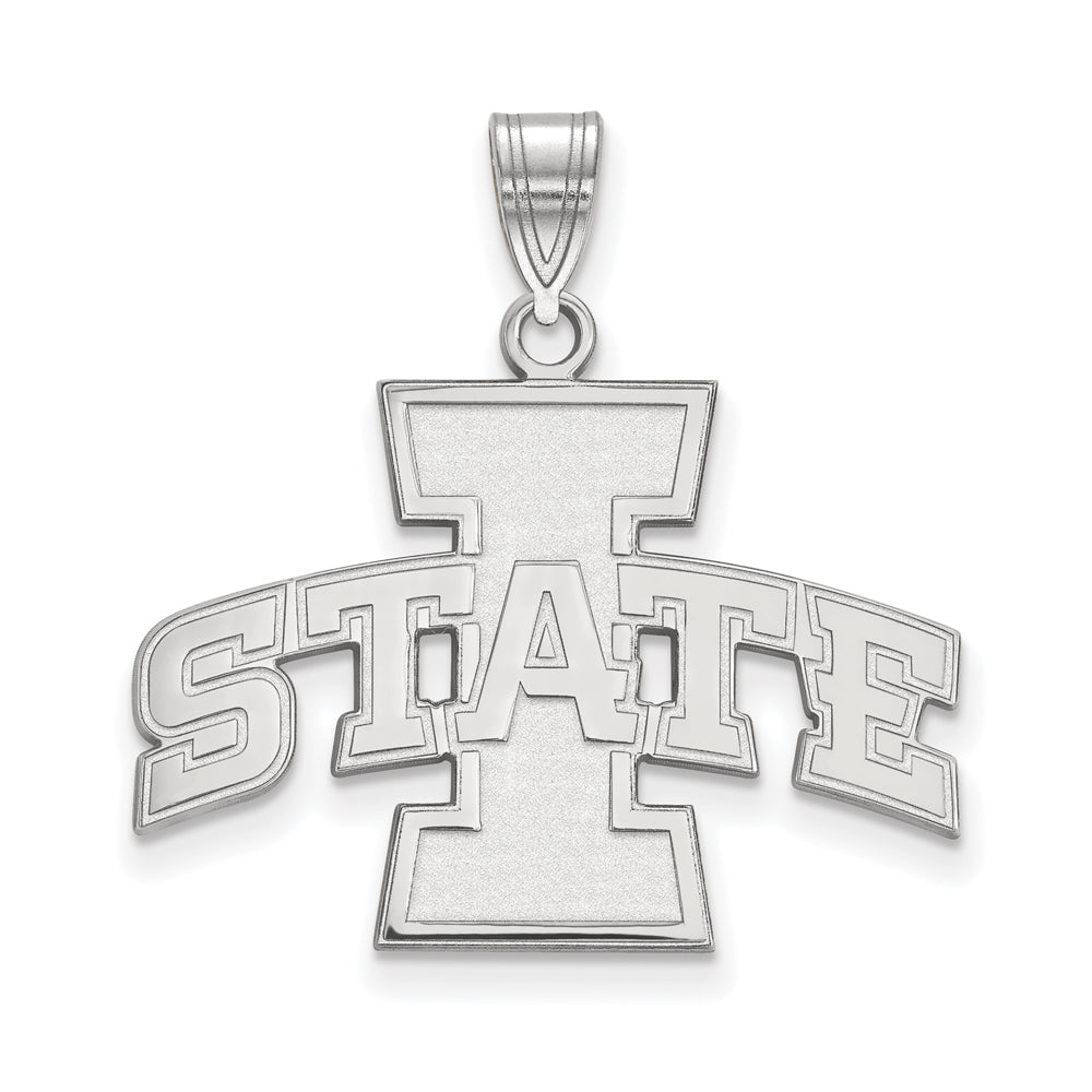 14k White Gold Iowa State Large &#39;I STATE&#39; Pendant, Item P16639 by The Black Bow Jewelry Co.