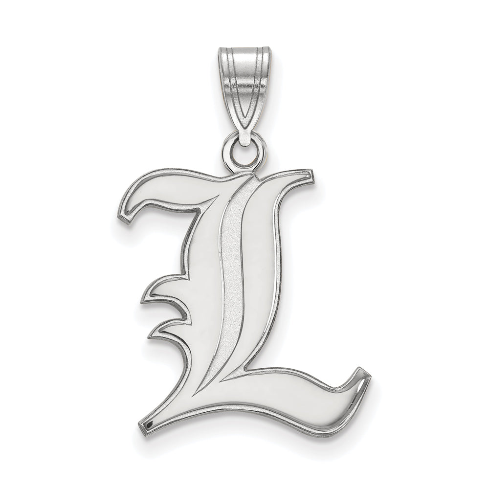 14k White Gold U. of Louisville Large &#39;L&#39; Pendant, Item P16663 by The Black Bow Jewelry Co.