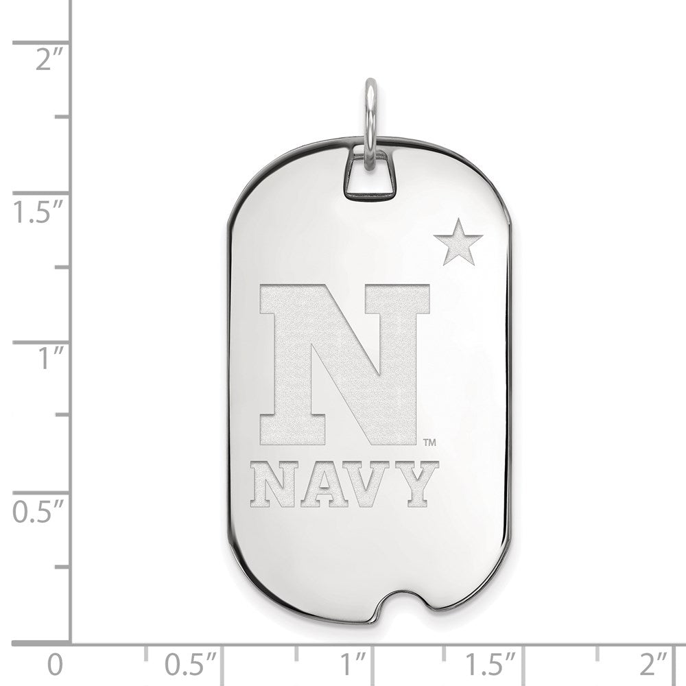 Alternate view of the 14k White Gold U.S. Naval Academy Large &#39;N&#39; with Star Dog Tag Pendant by The Black Bow Jewelry Co.