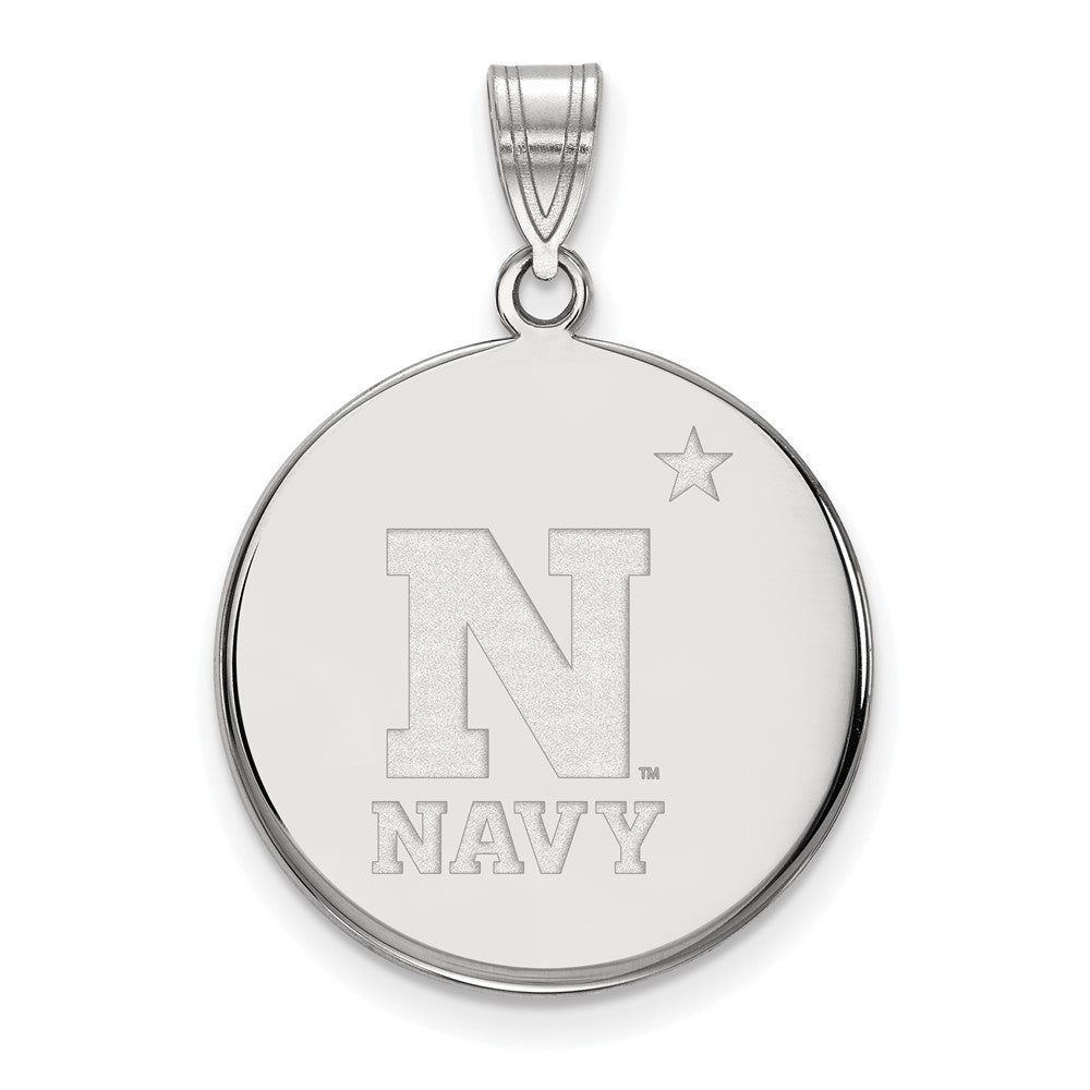 14k White Gold U.S. Naval Academy Large Disc Pendant, Item P16704 by The Black Bow Jewelry Co.