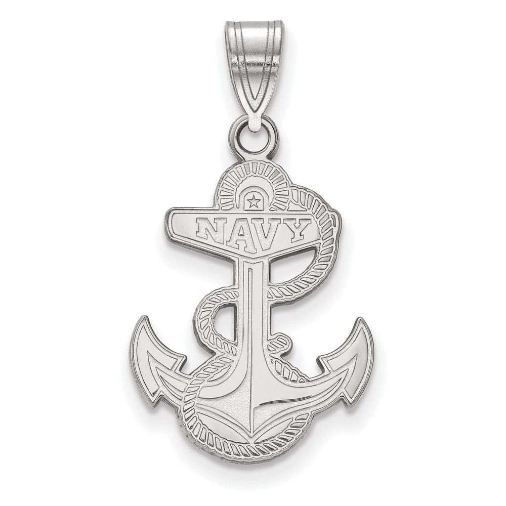 14k White Gold U.S. Naval Academy Large Pendant, Item P16725 by The Black Bow Jewelry Co.