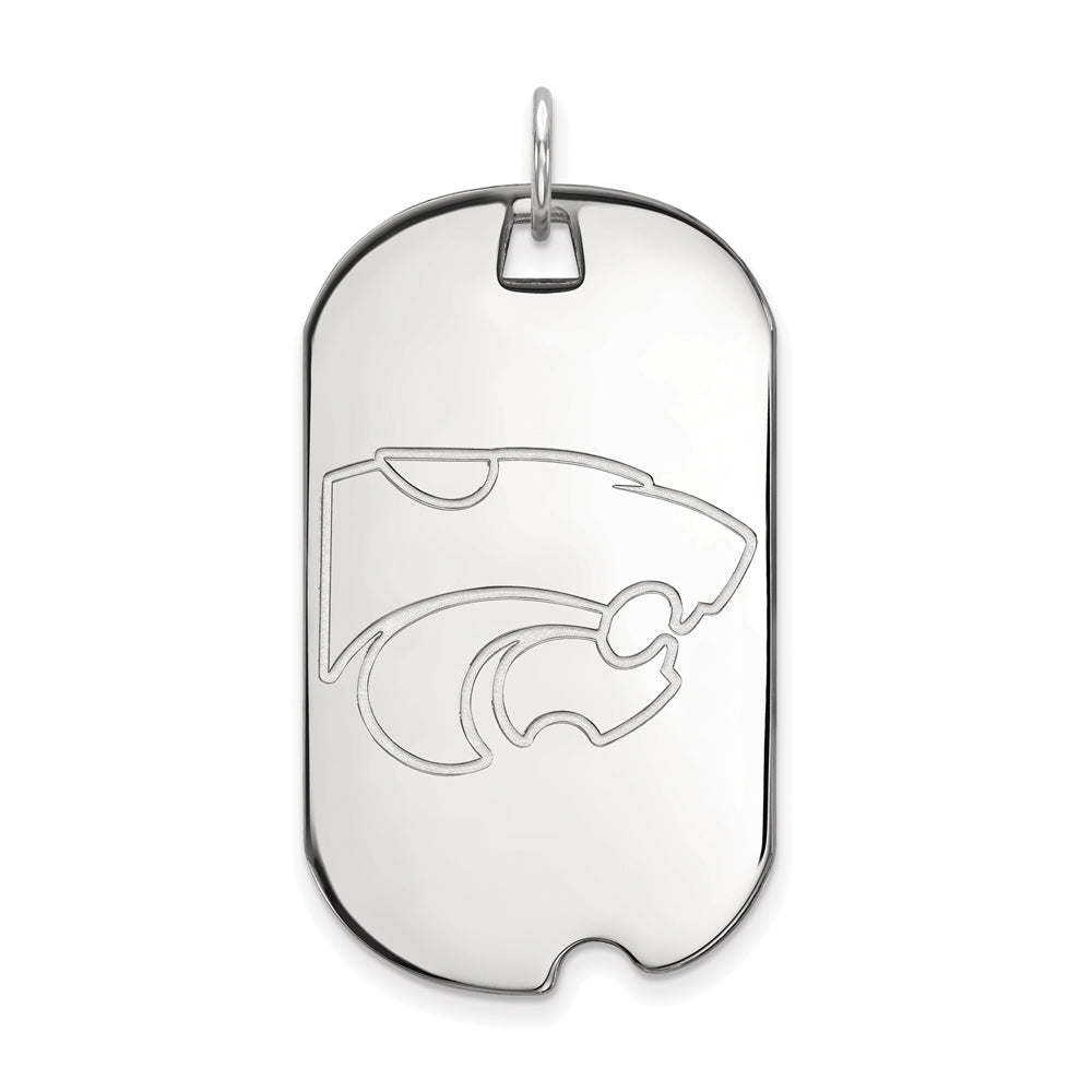 14k White Gold Kansas State Large Dog Tag Pendant, Item P16757 by The Black Bow Jewelry Co.