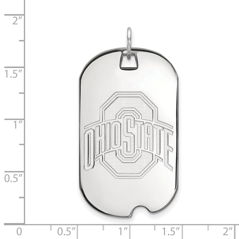 Alternate view of the 14k White Gold Ohio State Large Dog Tag Pendant by The Black Bow Jewelry Co.