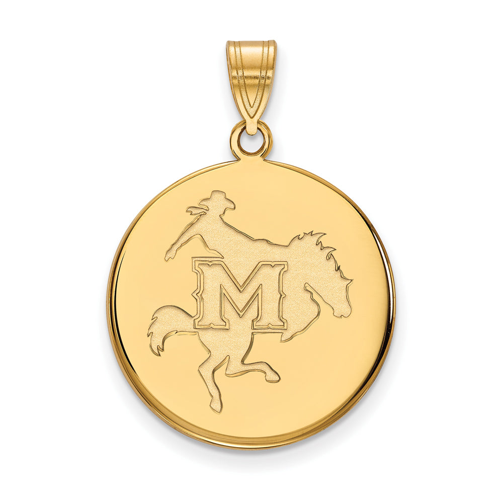 14k Yellow Gold McNeese State Large Disc Pendant, Item P16872 by The Black Bow Jewelry Co.