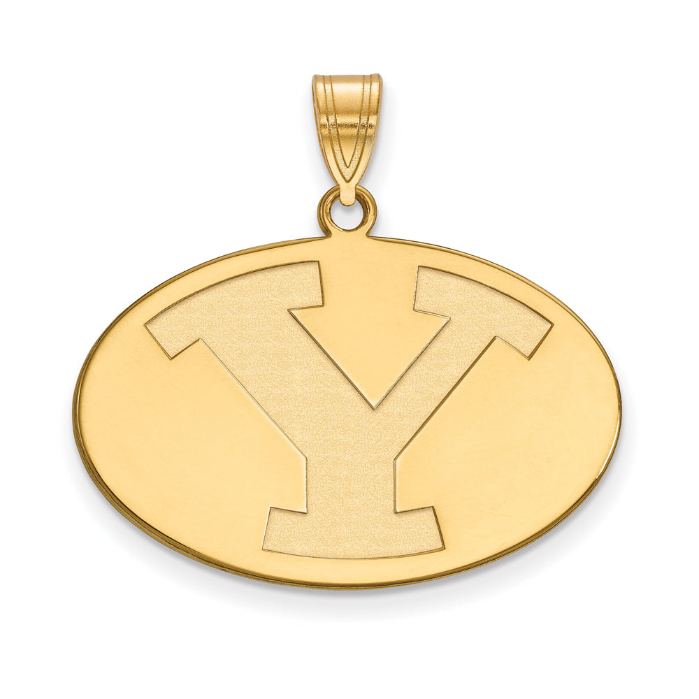 14k Yellow Gold Brigham Young U Large Pendant, Item P16909 by The Black Bow Jewelry Co.