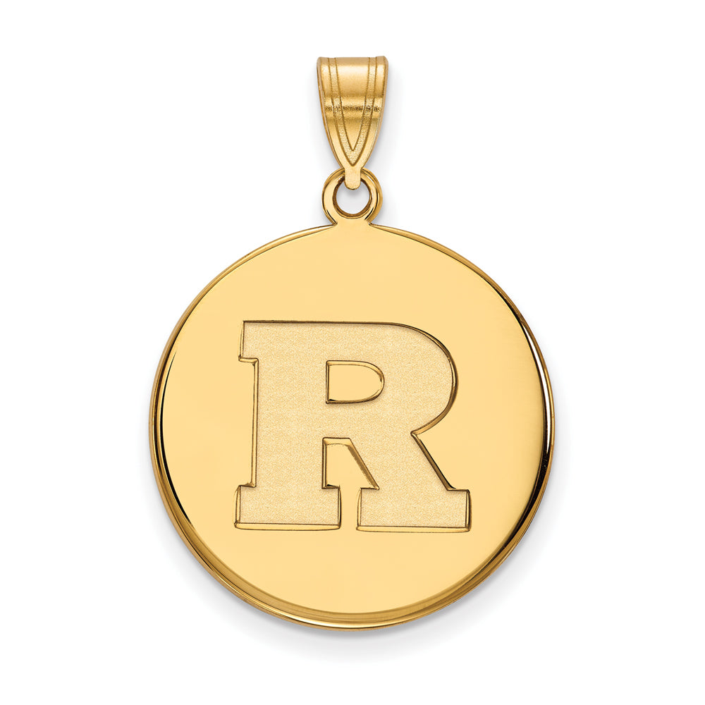14k Yellow Gold Rutgers Large Initial R Disc Pendant, Item P17152 by The Black Bow Jewelry Co.