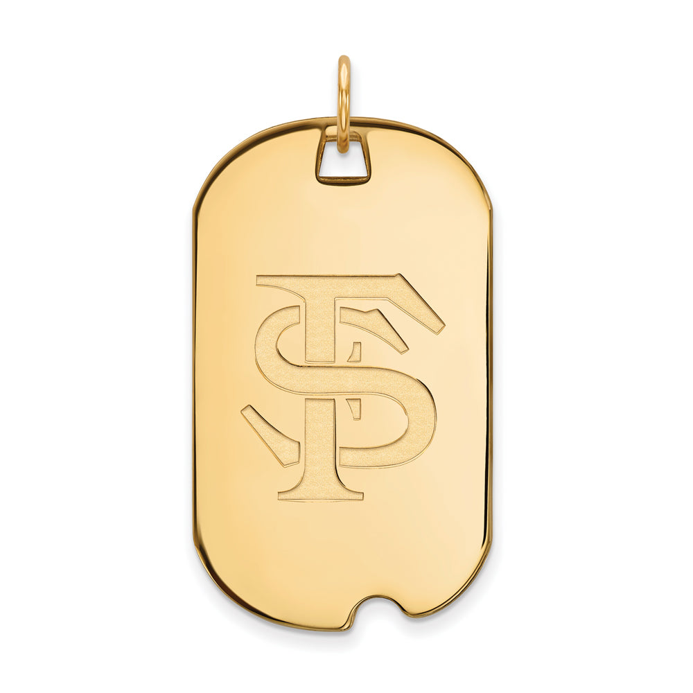 14k Yellow Gold Florida State Large Dog Tag Pendant, Item P17198 by The Black Bow Jewelry Co.