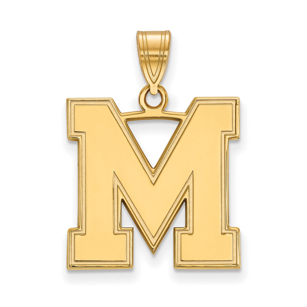 14k Yellow Gold U. of Memphis Large Initial M Pendant, Item P17233 by The Black Bow Jewelry Co.