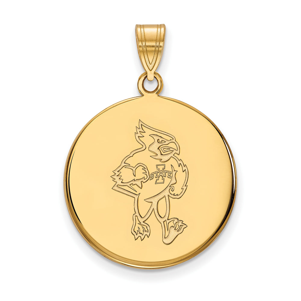14k Yellow Gold Iowa State Large Mascot Disc Pendant, Item P17238 by The Black Bow Jewelry Co.