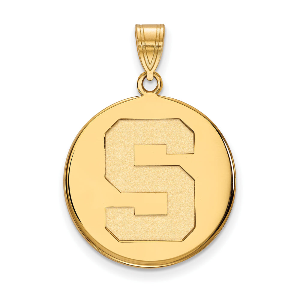 14k Yellow Gold Michigan State Large Initial S Disc Pendant, Item P17254 by The Black Bow Jewelry Co.
