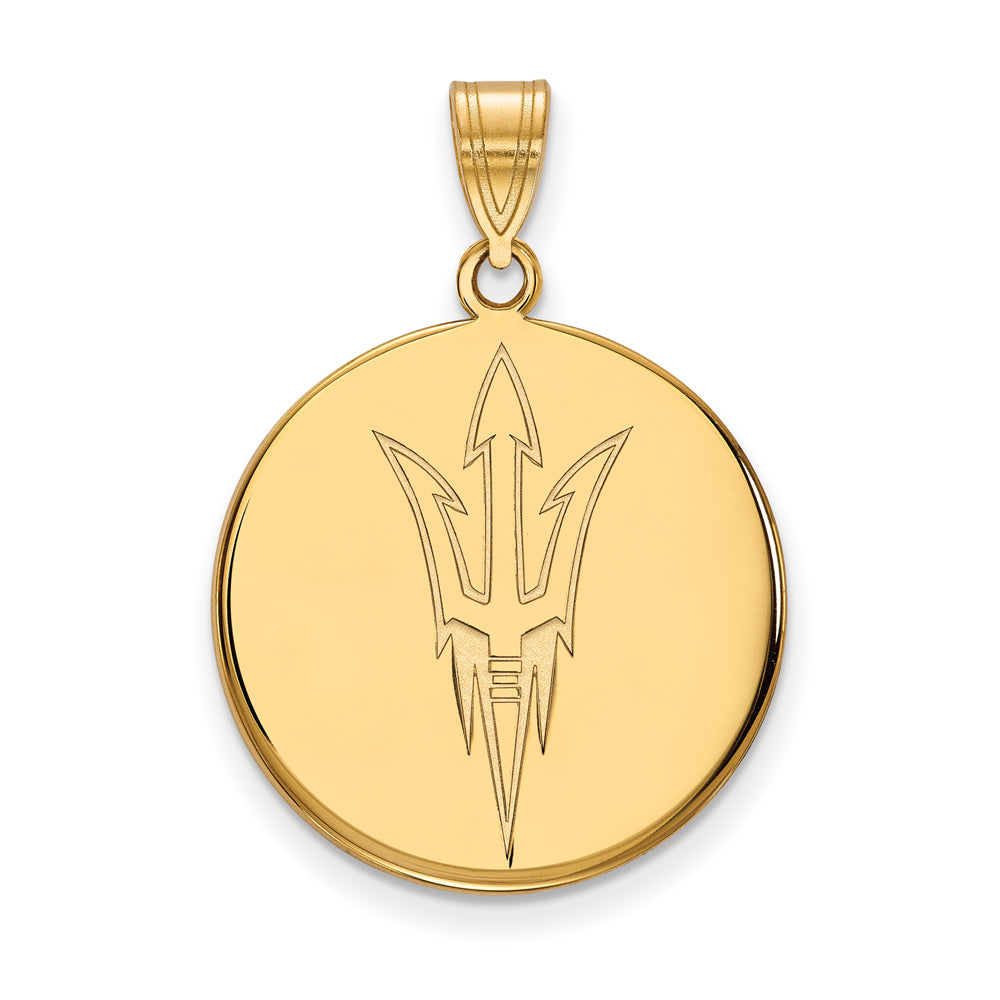 14k Yellow Gold Arizona State Large Disc Logo Pendant, Item P17298 by The Black Bow Jewelry Co.