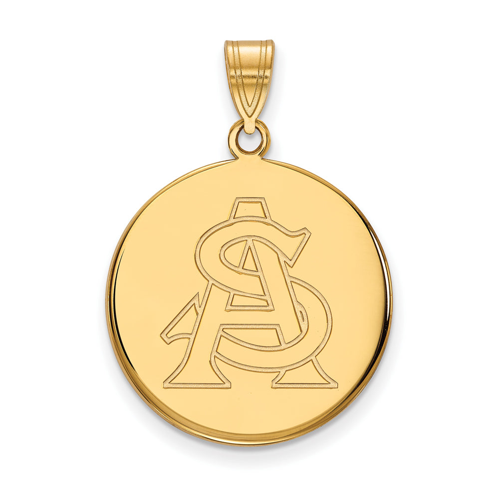 14k Yellow Gold Arizona State Large Disc Pendant, Item P17302 by The Black Bow Jewelry Co.